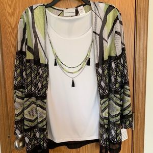 Alfred Dunner Green and Black Blouse NWT